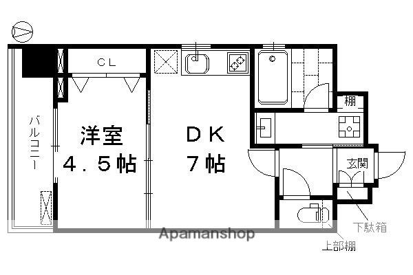 ベラジオ京都七条ウエスト(1DK/2階)の間取り写真