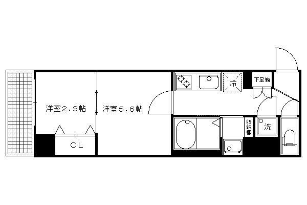 ファーストフィオーレ京都西陣(2K/1階)の間取り写真