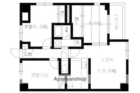 カレラ・デ・オエステ(3LDK/4階)の間取り写真