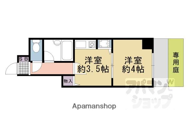 ライオンズマンション五条大宮第2(1K/1階)の間取り写真