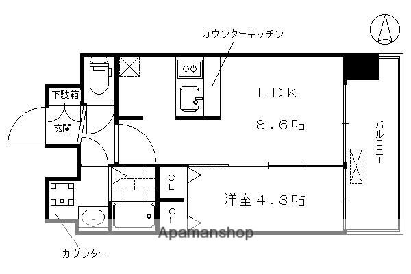 プレサンスTHE KYOTO 彩美(1LDK/4階)の間取り写真