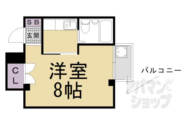 ラピスヤン東野(1K/2階)の間取り写真