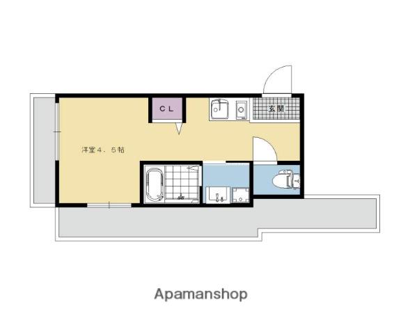 サンフェリシアン東福寺(ワンルーム/1階)の間取り写真