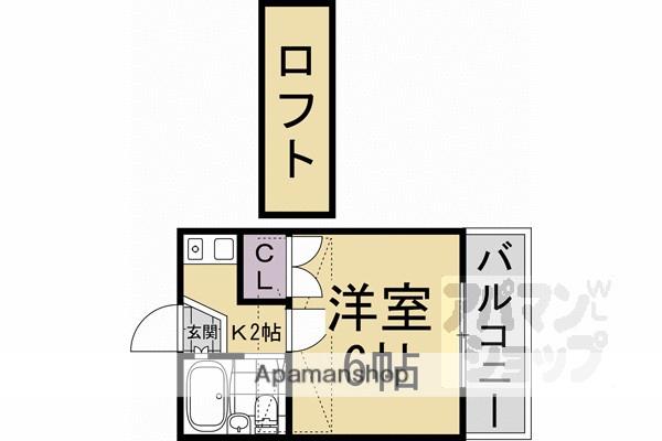 山科第15マンション(1K/2階)の間取り写真