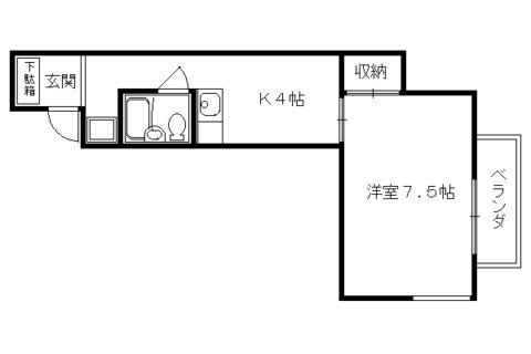 グランディール堀川(1K/1階)の間取り写真