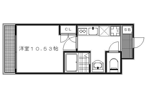 フラッツ室町(1K/2階)の間取り写真