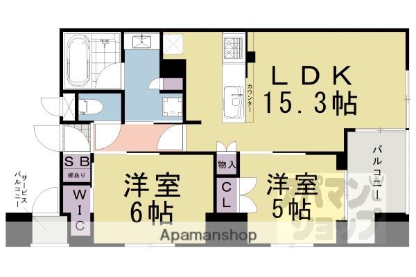 イーグルコート四条烏丸ウエスト(2LDK/5階)の間取り写真