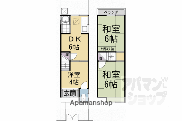山陰本線 二条駅 徒歩13分 2階建 築48年(3DK)の間取り写真