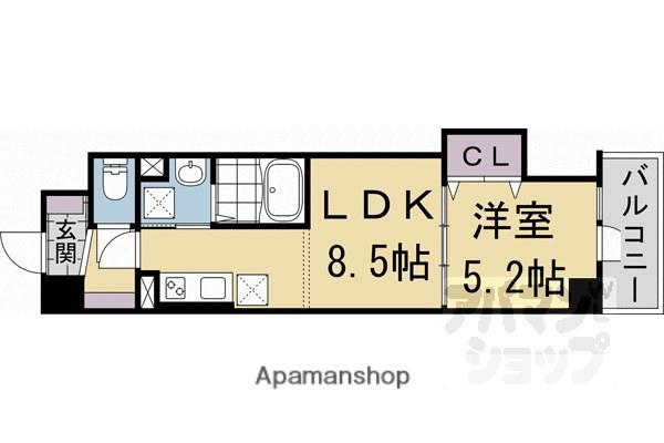クローバー・レジデンス京都西大路(1LDK/5階)の間取り写真