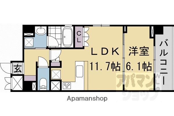 リーガル京都堀川中立売II(1LDK/3階)の間取り写真
