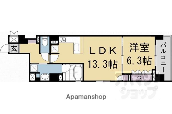 リーガル京都堀川中立売II(1LDK/4階)の間取り写真