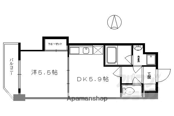 十四軒町マンション(1DK/11階)の間取り写真