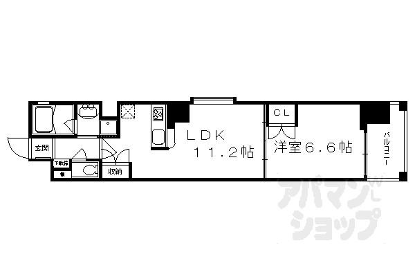べラジオ四条烏丸III(1LDK/10階)の間取り写真
