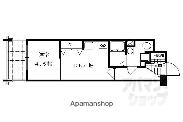 ORYZA三条西洞院(1DK/2階)の間取り写真