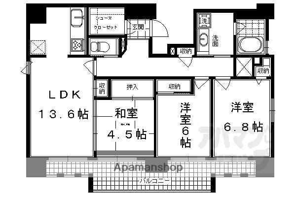 IL ROSSO 堀川六角(3LDK/13階)の間取り写真