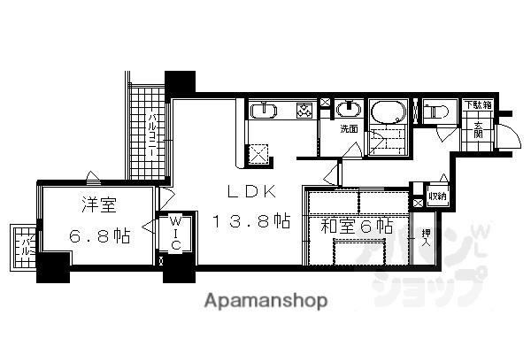 アパガーデンスクエア四条烏丸(2LDK/8階)の間取り写真