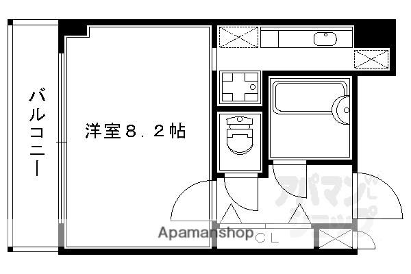 ハウスセゾンビル(1K/6階)の間取り写真