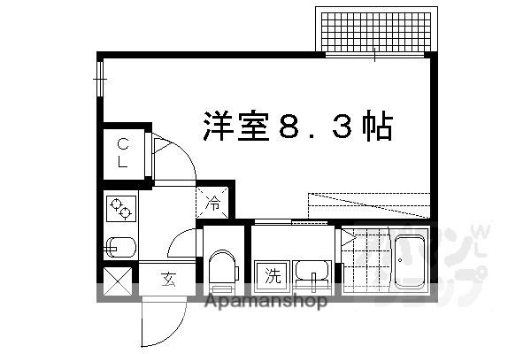 アークリード北野白梅町(1K/3階)の間取り写真