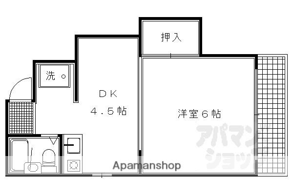 プティパレ(1DK/2階)の間取り写真