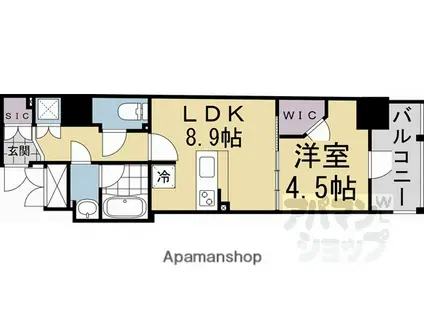 ラ・アトレレジデンス京都(1LDK/3階)の間取り写真