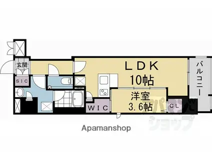 ラ・アトレレジデンス京都(1LDK/8階)の間取り写真
