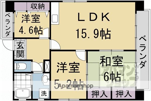 嶋津マンション(3LDK/4階)の間取り写真