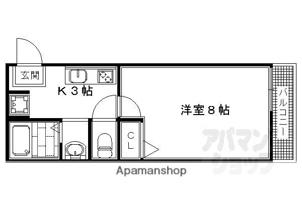 シャーメゾン桂(1K/2階)の間取り写真