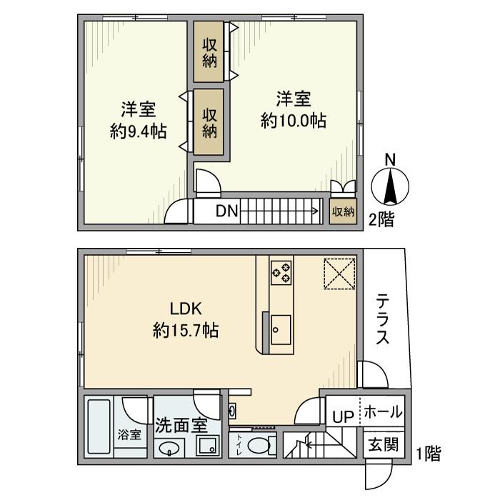 京都市東西線 椥辻駅 徒歩7分 2階建 築56年(2LDK)の間取り写真