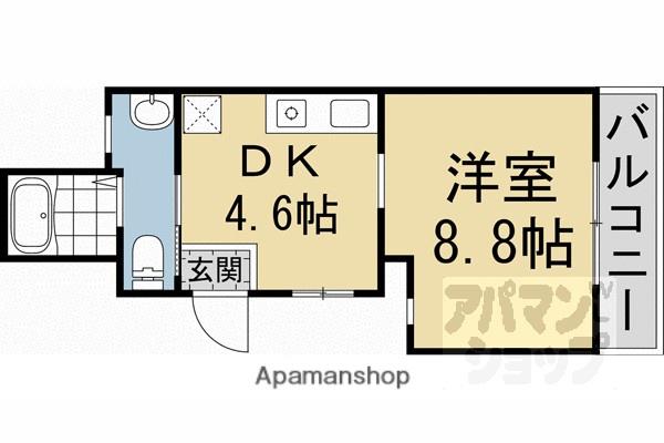 ビオス京都西陣アヤナス(1DK/3階)の間取り写真