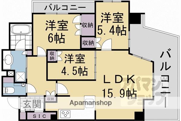 パラドール御所西グランデ(3LDK/1階)の間取り写真