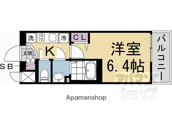 ファステート京都ステーションウォズ(1K/6階)の間取り写真