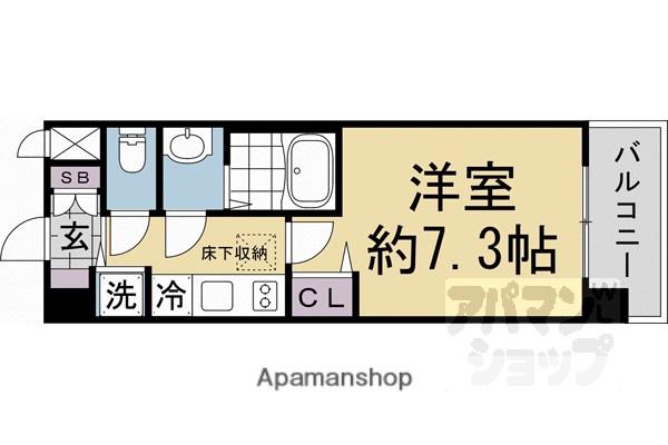 アスヴェル京都壬生イーストウエスト(1K/4階)の間取り写真