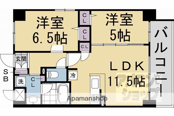 サウスシャノイチ(2LDK/1階)の間取り写真