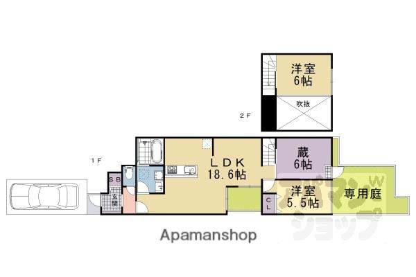 阪急電鉄京都線 桂駅 徒歩6分 2階建 築2年(2SLDK)の間取り写真