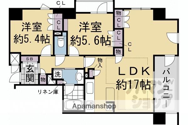 イーグルコート烏丸御池ル・シエル(2LDK/9階)の間取り写真