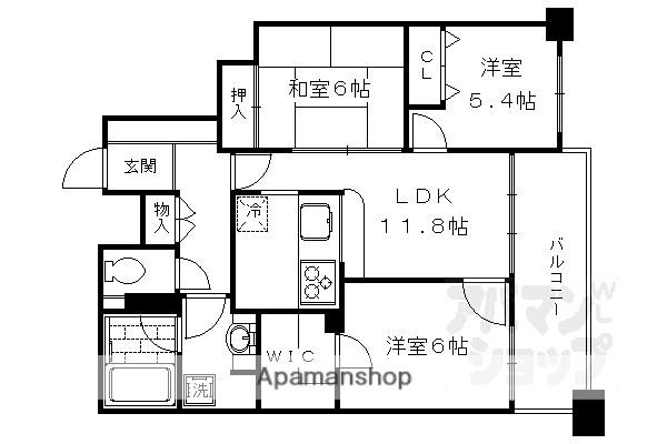 デ・リード京都西院(3LDK/2階)の間取り写真