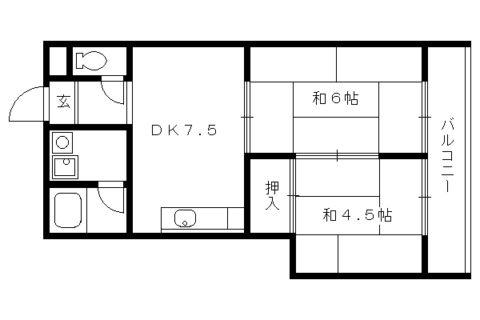 リバーサイド花水樹(2DK/2階)の間取り写真