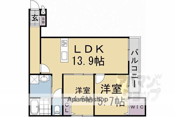 CASA WOOD 壬生(2LDK/3階)の間取り写真