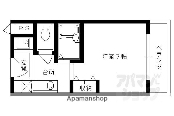 御所西セントラルハイツ(1K/4階)の間取り写真