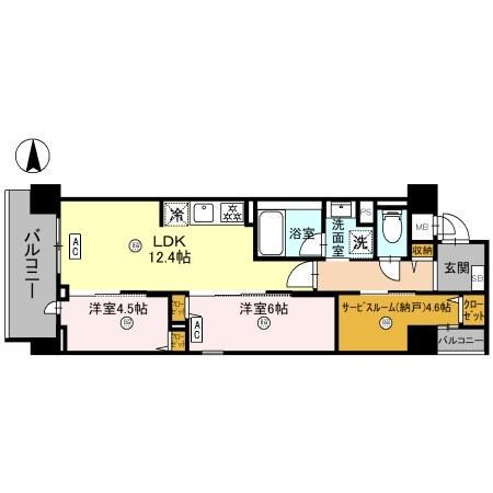 THE RESIDENCE 北白川(2LDK/4階)の間取り写真