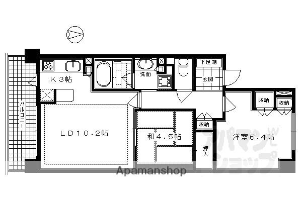 御所西新町通パーク・ホームズ(2LDK/4階)の間取り写真