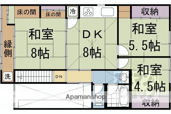 京都市烏丸線 今出川駅 徒歩16分 2階建 築41年(3DK)の間取り写真