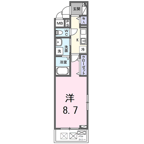 コンチェストⅢ祥豊(1K/2階)の間取り写真