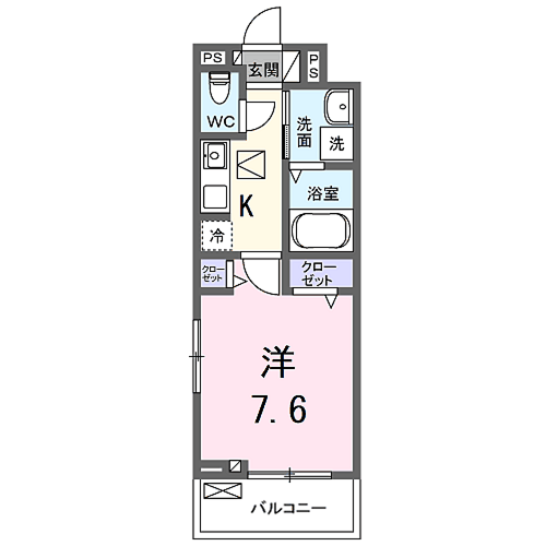 コンチェストⅢ祥豊(1K/1階)の間取り写真