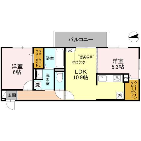 ルーセント伏見稲荷(2LDK/2階)の間取り写真