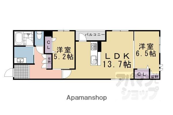 シャーメゾンライズONE(2LDK/4階)の間取り写真