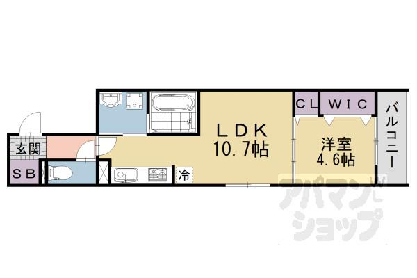 D-ROOM丹波橋(1LDK/3階)の間取り写真