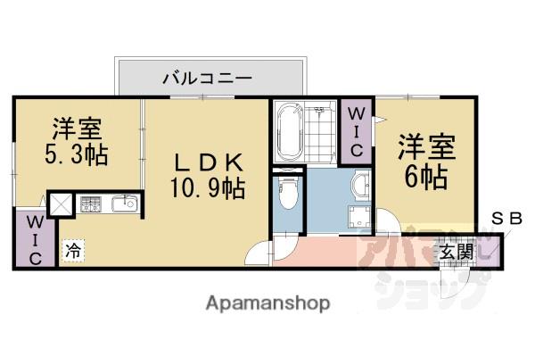 ルーセント伏見稲荷(2LDK/3階)の間取り写真