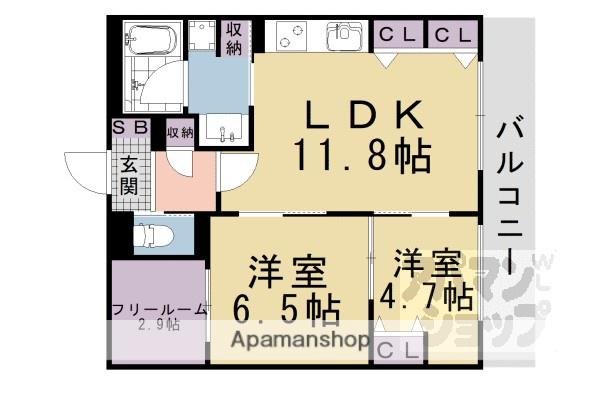 インサイトルポ山科新十条(2SLDK/2階)の間取り写真