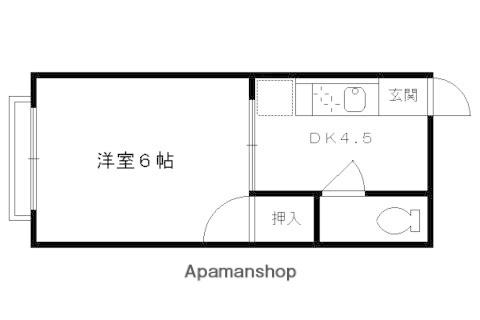 北川アパート(1DK/1階)の間取り写真